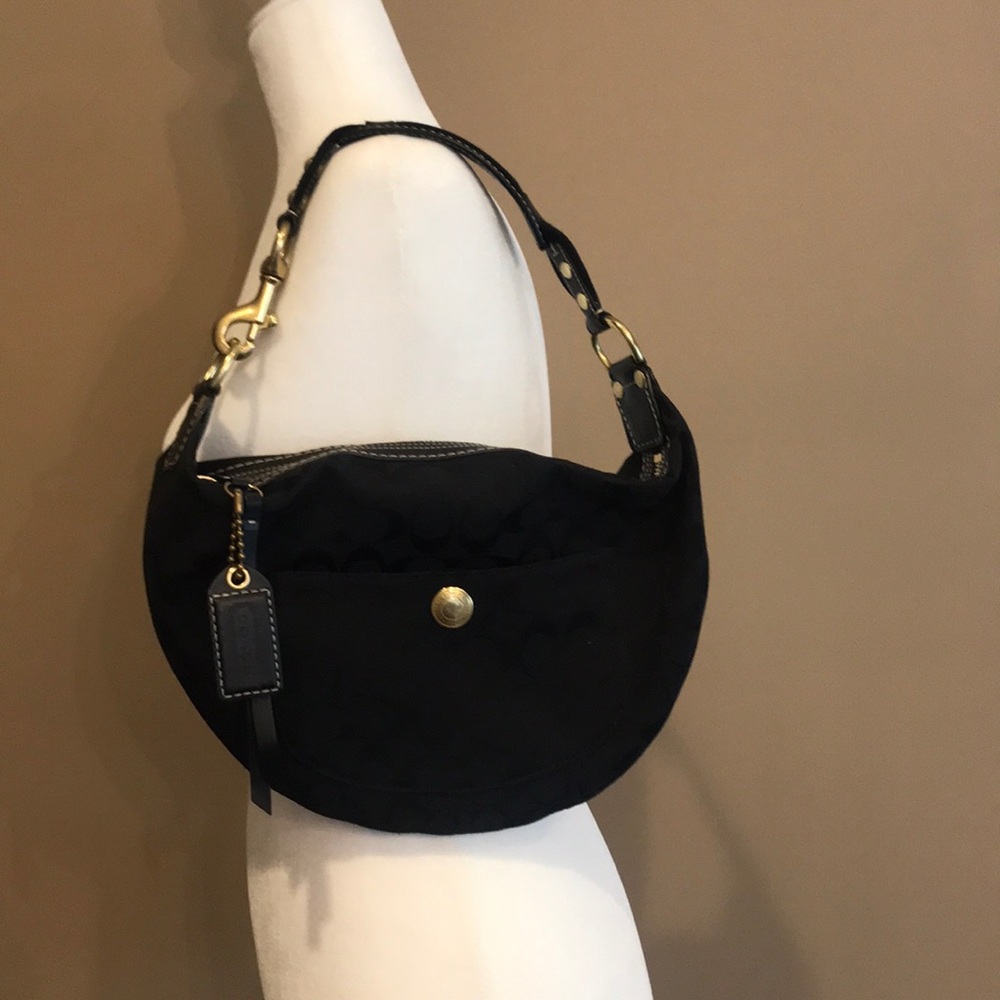 Coach black canvas shoulder bag